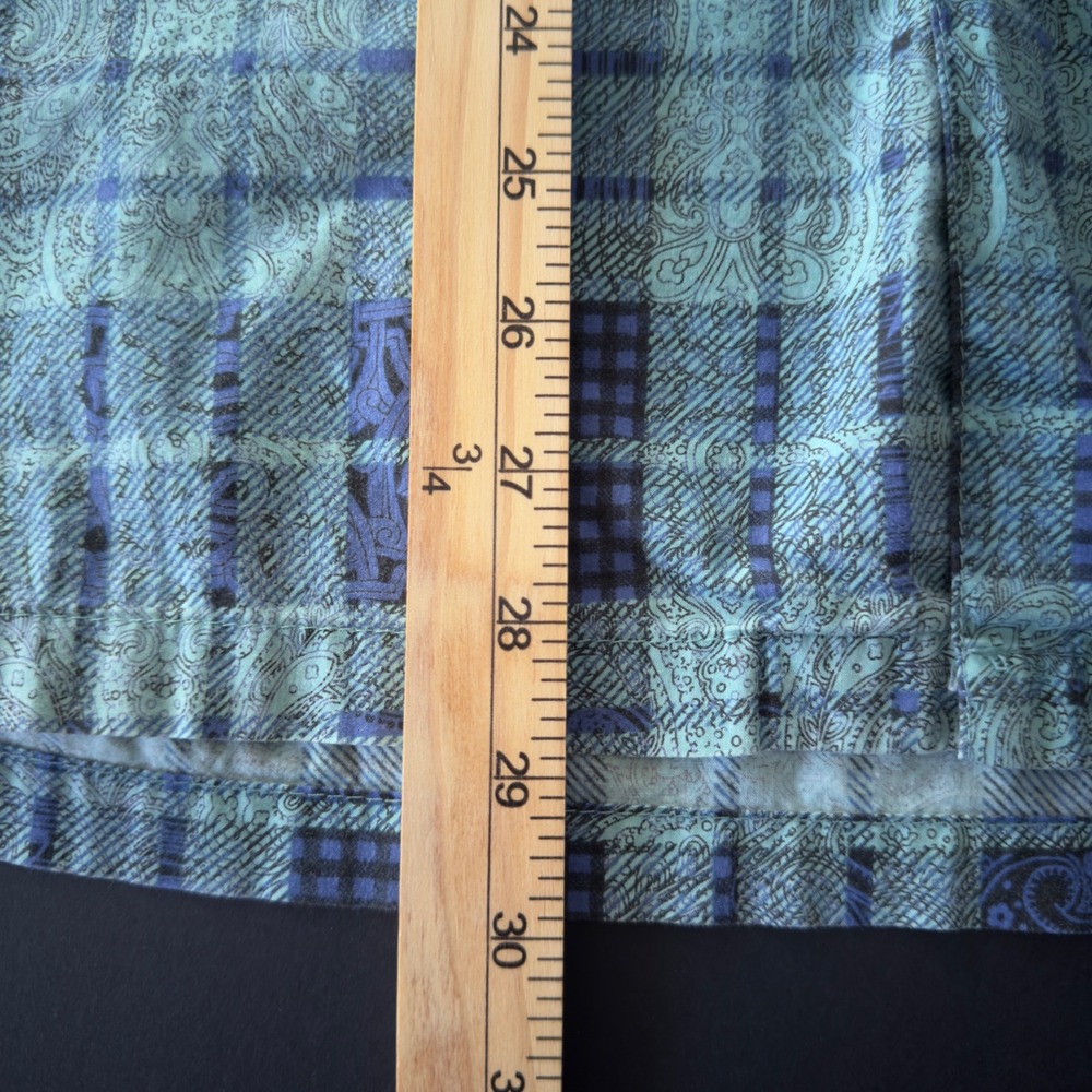 Vintage 90's Tori Richard Shirt Mens Large Blue Green Cotton Lawn Hawaiian Plaid - Picture 5 of 9
